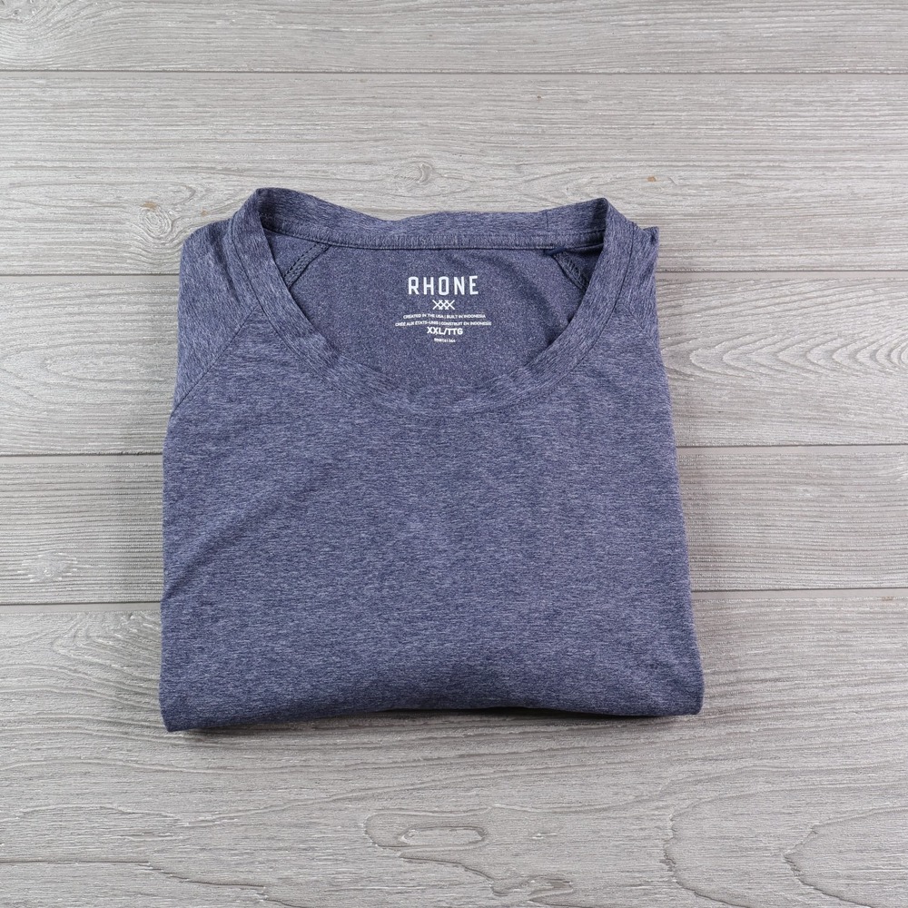 Rhone Reign Tee Shirt Men's Size XXL 2XL Long Sleeve Heather Blue Tech Stretch